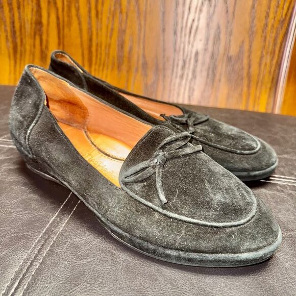 L'Amour Des Pieds Baley Black Suede Slip On Wedge Heel Loafers - Size 8M - Picture 2 of 9